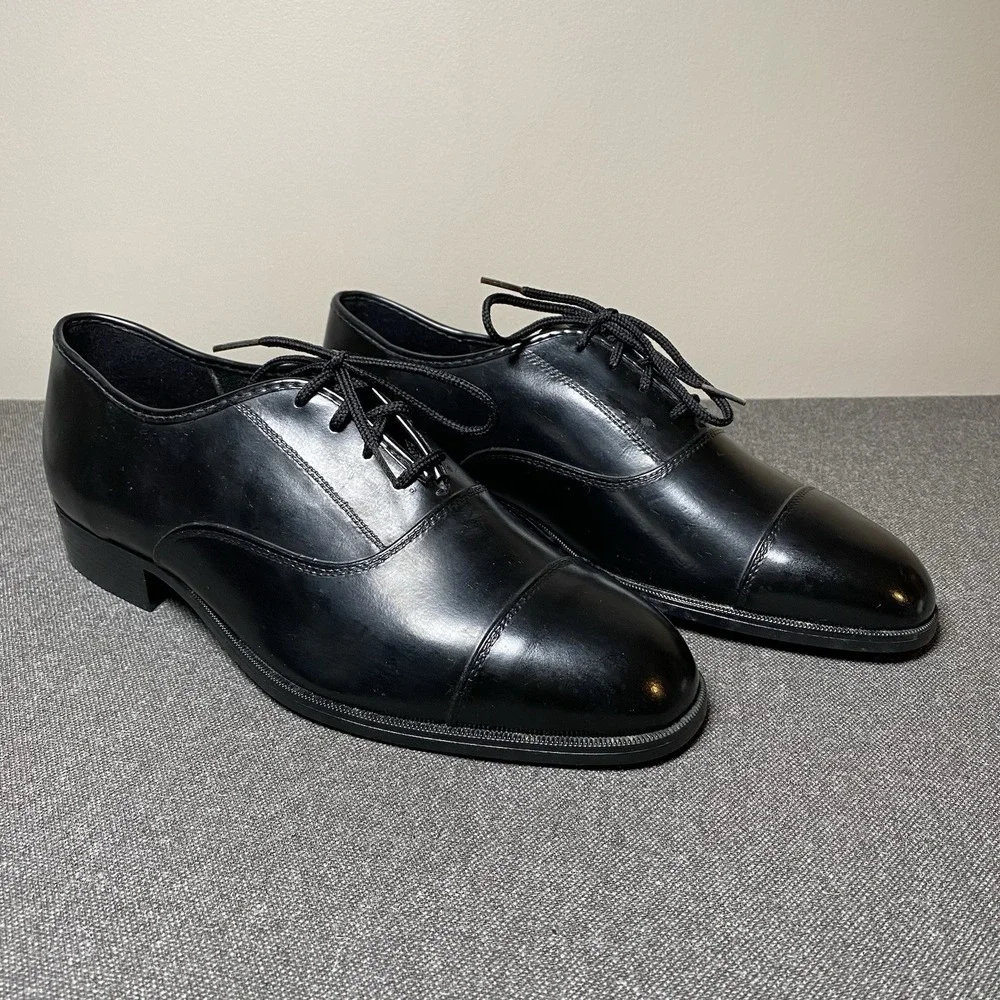 Vintage JB Cap Toe Derby Dress Shoe 8.5W Black USA